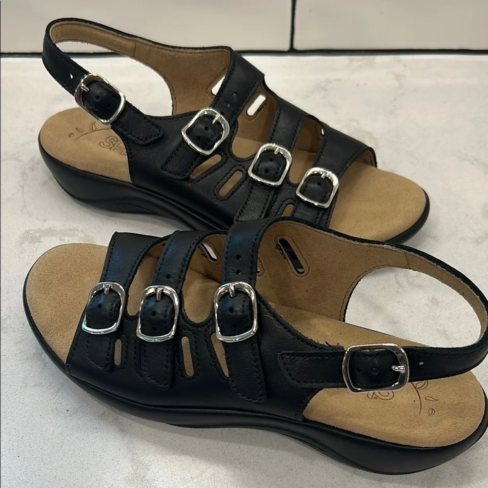 SAS Women's Mystic Black Sandals Size 6.5 N